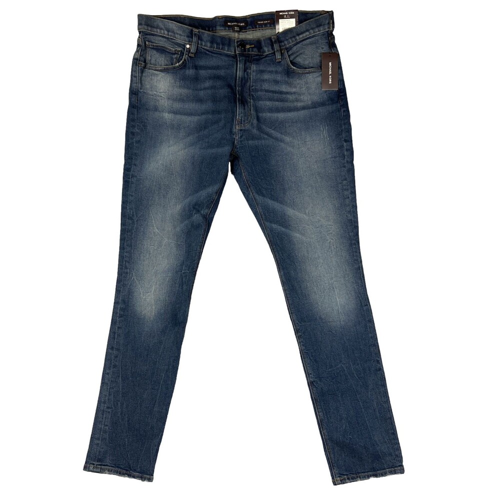 NEW MICHAEL KORS FADED BLUE 38X34 PARKER SLIM FIT STRETCH JEANS MENS MSRP $108